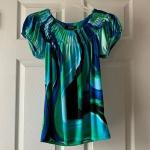 Style & Co Petite green blue top size PS